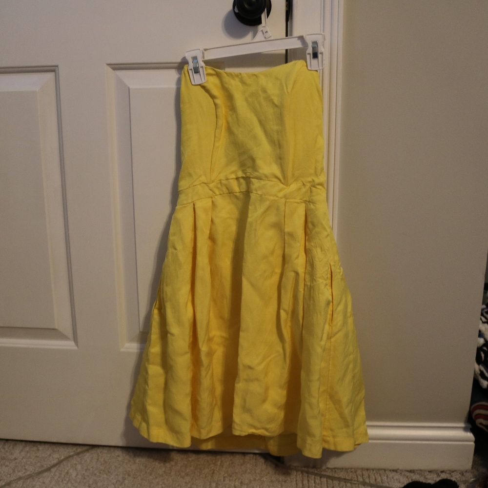 Yellow Strapless Summer Dress